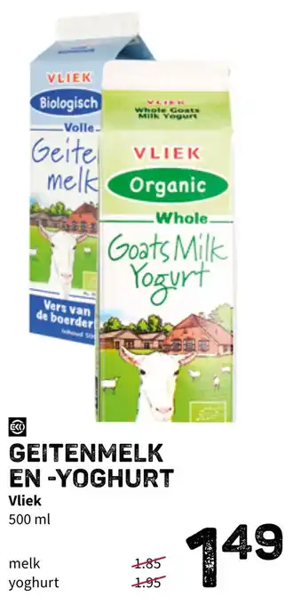 Ekoplaza Geitenmelk en -yoghurt 500ml aanbieding