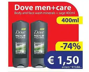 Die Grenze Dove Men+Care Body And Face Wash Minerals + Sage 400 Ml aanbieding