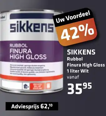 De voordeelmarkt SIKKENS Rubbol Finura High Gloss 1L aanbieding