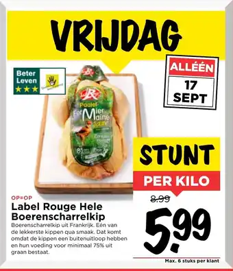 Vomar Voordeelmarkt Label Rouge Hele Boerenscharrelkip aanbieding