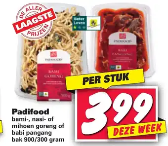 Nettorama Padifood Bami-, Nasi- of Mihoen Goreng of Babi Pangang 900/300g aanbieding