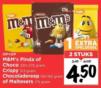 Vomar Voordeelmarkt M&M's Pinda of Choco, Crispy, Chocoladereep of Maltesers aanbieding