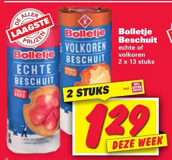 Nettorama Bolletje Beschuit 2*13st aanbieding