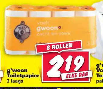 Nettorama G'woon toiletrpapier 3-laags 8 rollen aanbieding