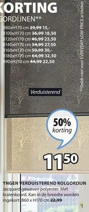 Jysk YNGEN VERDUISTEREND ROLGORDIJN aanbieding