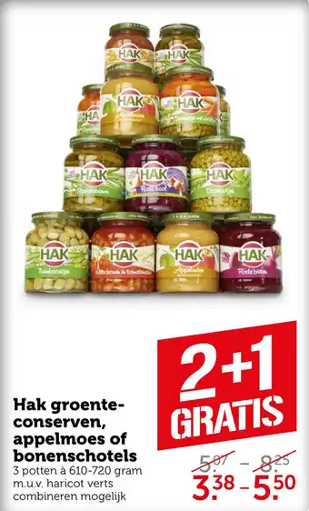 Coop Hak groenteconserven, appelmoes of bonenschotels aanbieding