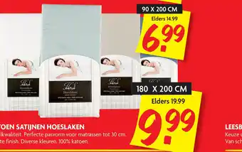 Dekamarkt Katoen satijnen hoeslaken aanbieding