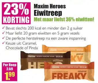 Gezond & Wel Maxim Heroes Eiwitreep aanbieding