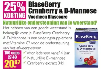 Gezond & Wel BlaseBerry Cranberry & D-Mannose Voorheen Blasecare aanbieding