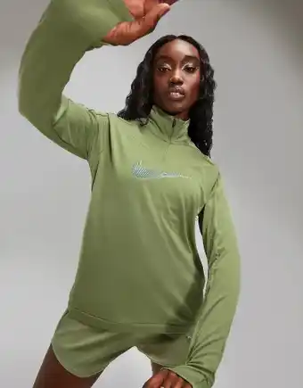 JD Sports Nike running swoosh 1/4 zip top - green- dames aanbieding