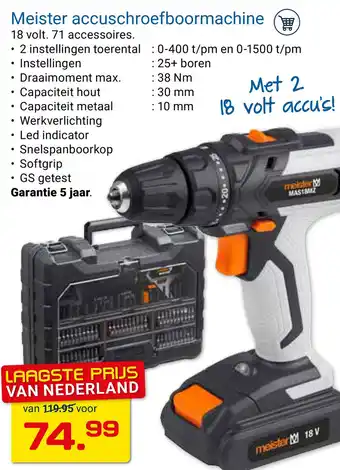 Kluswijs Meister accuschroefboormachine aanbieding