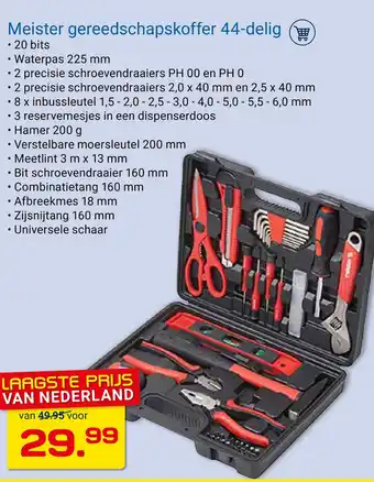 Kluswijs Meister gereedschapskoffer 44-delig aanbieding