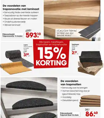 Kwantum Alle lopers, tapijttegels, trapmatten en traprenovatie aanbieding