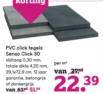 Leen Bakker PVC click tegels Senso Click 30 aanbieding