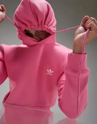 JD Sports Adidas originals trefoil essential fleece hoodie - pink- heren aanbieding