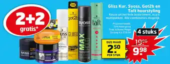 Trekpleister Gliss Kur, Syoss, Got2b en Taft haarstyling aanbieding