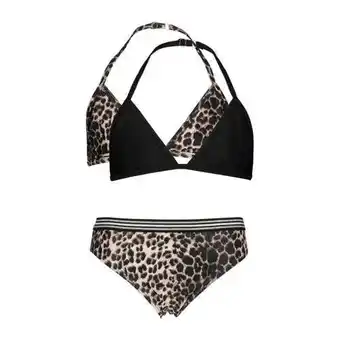 Kleertjes.com Vingino triangel bikini zimmaly met 2 topjes zwart/beige meisjes polyamide aanbieding