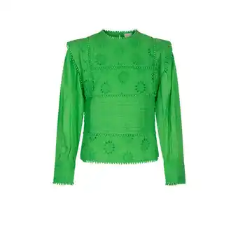 Kleertjes.com Ai&ko longsleeve isabelle met ruches groen top meisjes katoen ronde hals aanbieding