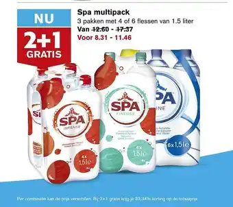 Hoogvliet Spa Multipack 2+1 Gratis aanbieding