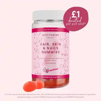 Lookfantastic Myvitamins hair skin and nails gummies, coppafeel! - 60gummies - watermeloen aanbieding