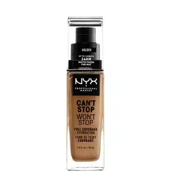 Lookfantastic Nyx professional makeup can't stop won't stop 24 hour foundation (verschillende tinten) - golden aanbieding