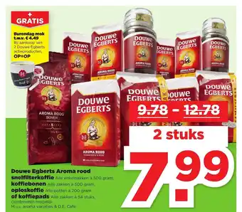 PLUS Douwe Egberts Aroma Rood Snelfilterkoffie, Koffiebonen, Oploskoffie Of Koffiepads Of Burendag Mok aanbieding