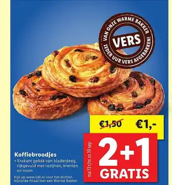 Lidl Koffiebroodjes 2+1 Gratis aanbieding