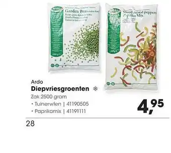 HANOS Ardo Diepvriesgroenten Tuinerwten Of Paprikamix aanbieding