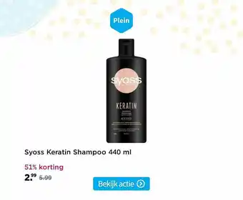 Plein.nl Syoss Keratin Shampoo 440 Ml 51% Korting aanbieding