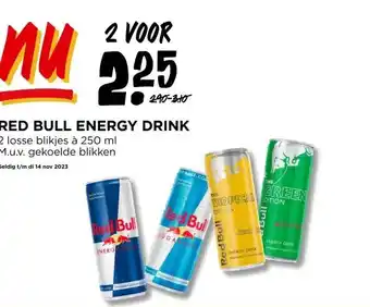 Jumbo Red bull energy drink 2 losse blikjes à 250 ml m.u.v. gekoelde blikken aanbieding