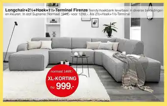 Woonsquare Longchair+2½+Hoek+1½-Terminal Firenze Hoekbank aanbieding