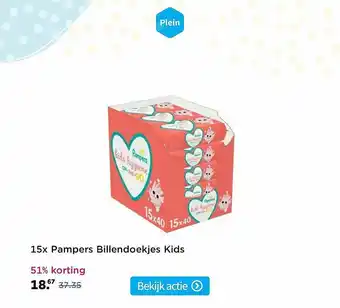 Plein.nl 15x Pampers Billendoekjes Kids 51% Korting aanbieding