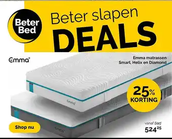 Beter Bed Emma Matrassen Smart, Helix En Diamond 25% Korting aanbieding