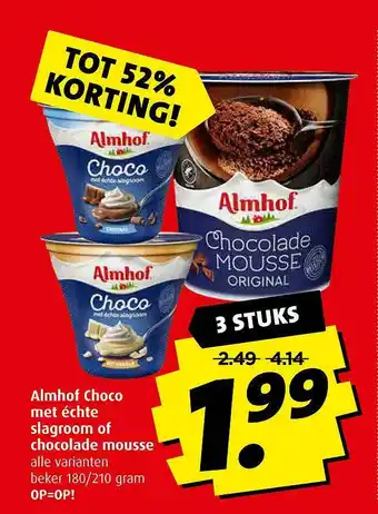 Boni Almhof Choco Met Échte Slagroom Of Chocolade Mousse Tot 52% Korting aanbieding