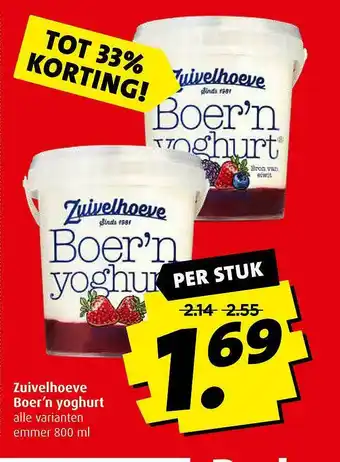 Boni Zuivelhoeve Boer'n Yoghurt Tot 33% Korting aanbieding