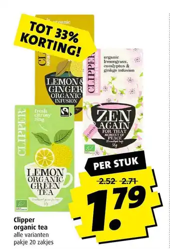 Boni Clipper Organic Tea Tot 33% Korting aanbieding