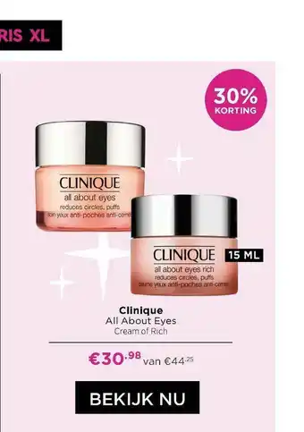 ICI Paris XL Clinique All About Eyes Cream Of Rich 30% Korting aanbieding