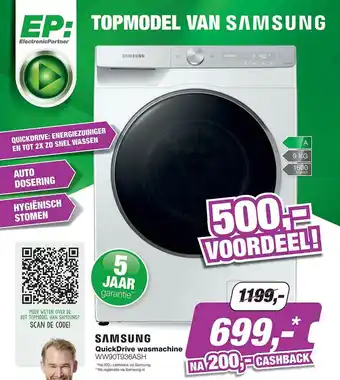 EP Samsung QuickDrive Wasmachine WW90T936ASH aanbieding