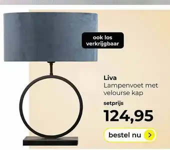 Lampidee Liva Lampenvoet Met Velourse Kap aanbieding