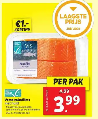 Lidl Verse Zalmfilets Met Huid €1.- Korting aanbieding