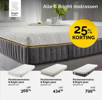 Beter Bed Pocketveermatras B Bright 3000, Pocketveermatras B Bright 4000 Of Pocketveermatras B Bright 5000 25% Korting aanbieding