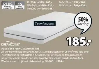 Jysk PLUS S35 SPRINGVEERMATRAS aanbieding