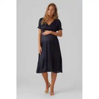 Kleertjes.com Mamalicious zwangerschapsjurk mlaliya donkerblauw dames viscose v-hals aanbieding