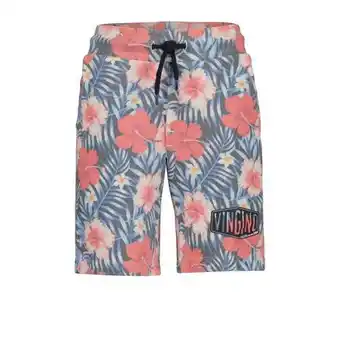 Kleertjes.com Vingino regular fit sweatshort remo met all over print blauw/roze all over print aanbieding