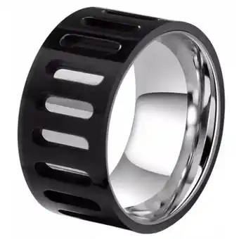 Lookinggoodtoday Mendes heren ring edelstaal zwart met zilver-18mm aanbieding