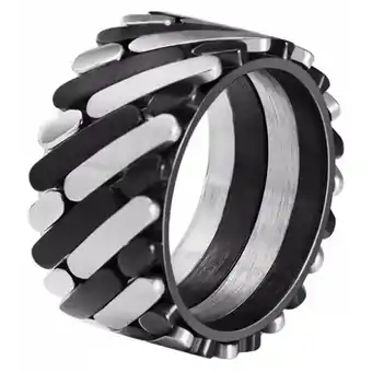 Lookinggoodtoday Mendes edelstaal heren ring diagonal grid black silver-18mm aanbieding