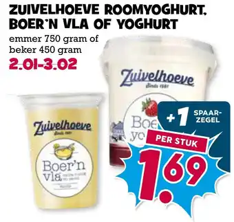 Boon`s Markt Zuivelhoeve roomyoghurt, boer'n vla of yoghurt aanbieding