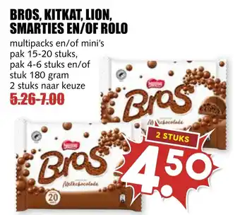 MCD Supermarkt Bros, kitkat, lion, smarties en/of rolo aanbieding