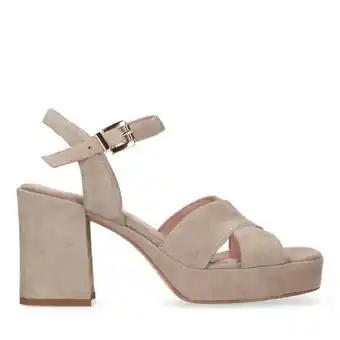 Manfield Manfield beige suède sandalen met hak aanbieding