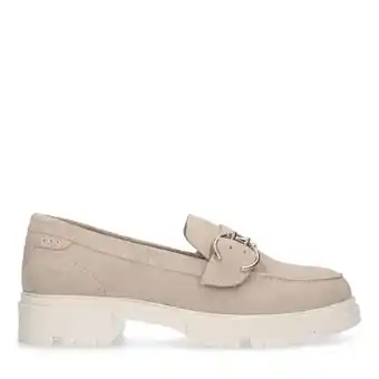 Manfield Manfield beige suède loafers met gesp aanbieding